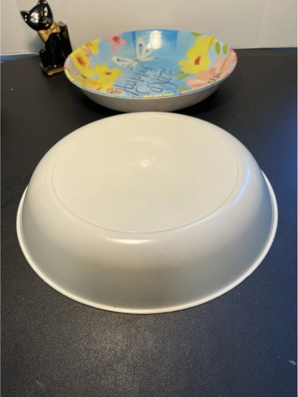 Vintage 2000s 3 Serving Bowls Happy Easter Floral Melamine Butterfly, 13.5x2”
